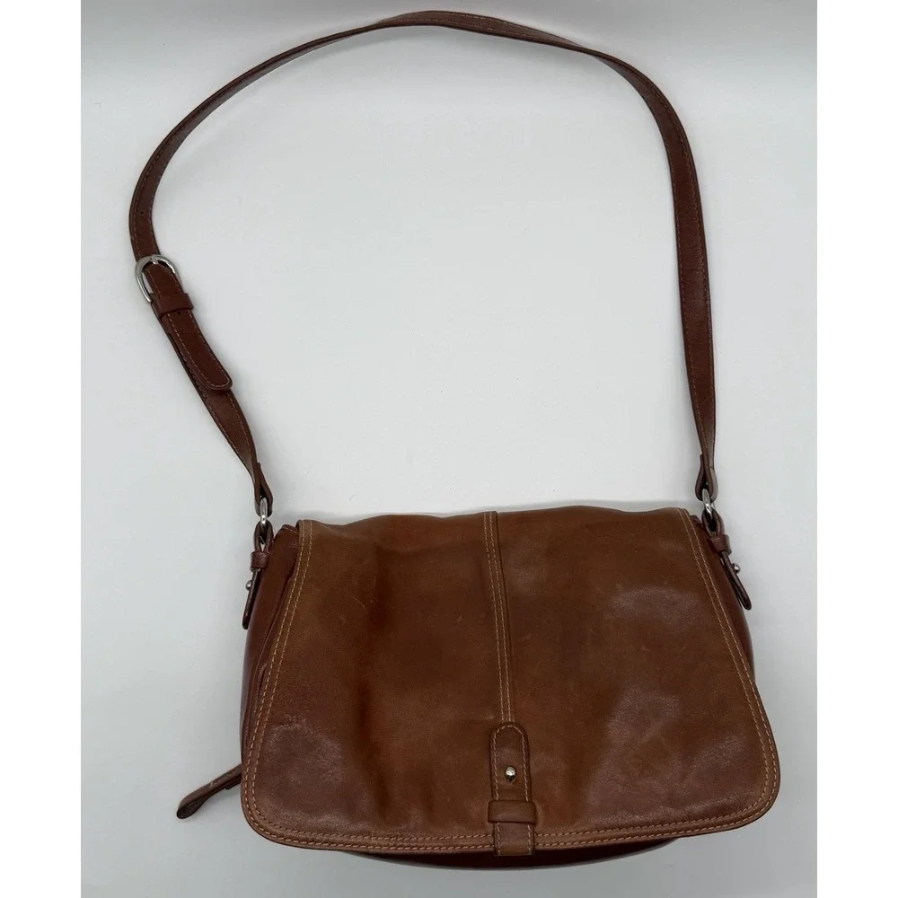 Aurielle Tan Brown Leather Organizer Medium Shoulder Bag Satchel With Wallet - Picture 2 of 11